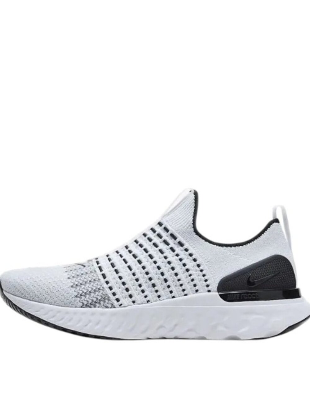 Nike Women's Black White React Phantom Run Flyknit 2 Oreo Athletic Sneaker Sz 8
